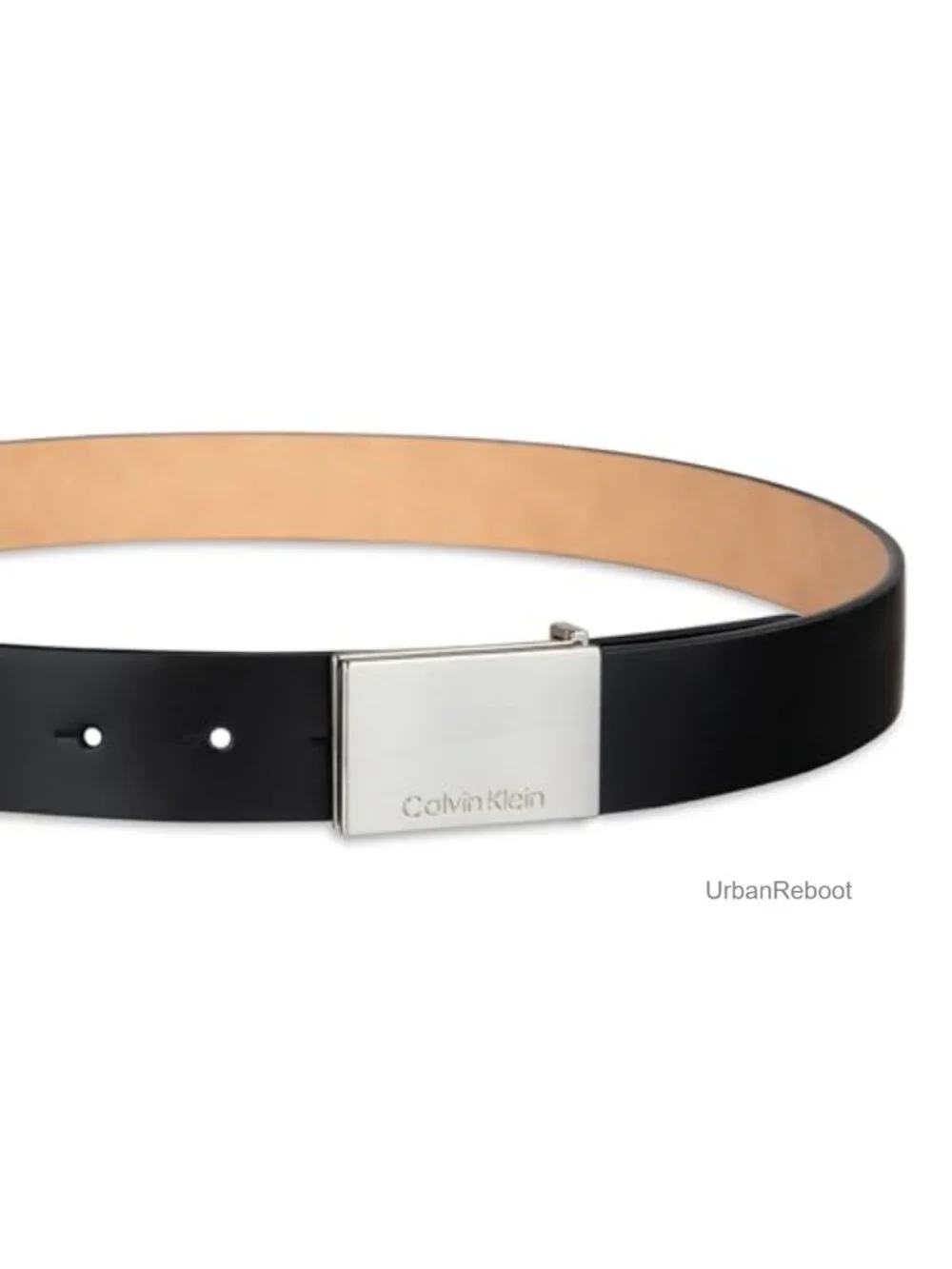 Calvin Klein Men's Leather Dress Belt - Plaque Buckle, 1.4
